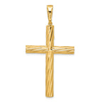 14K Yellow Gold Polished Textured Crucifix Pendant
