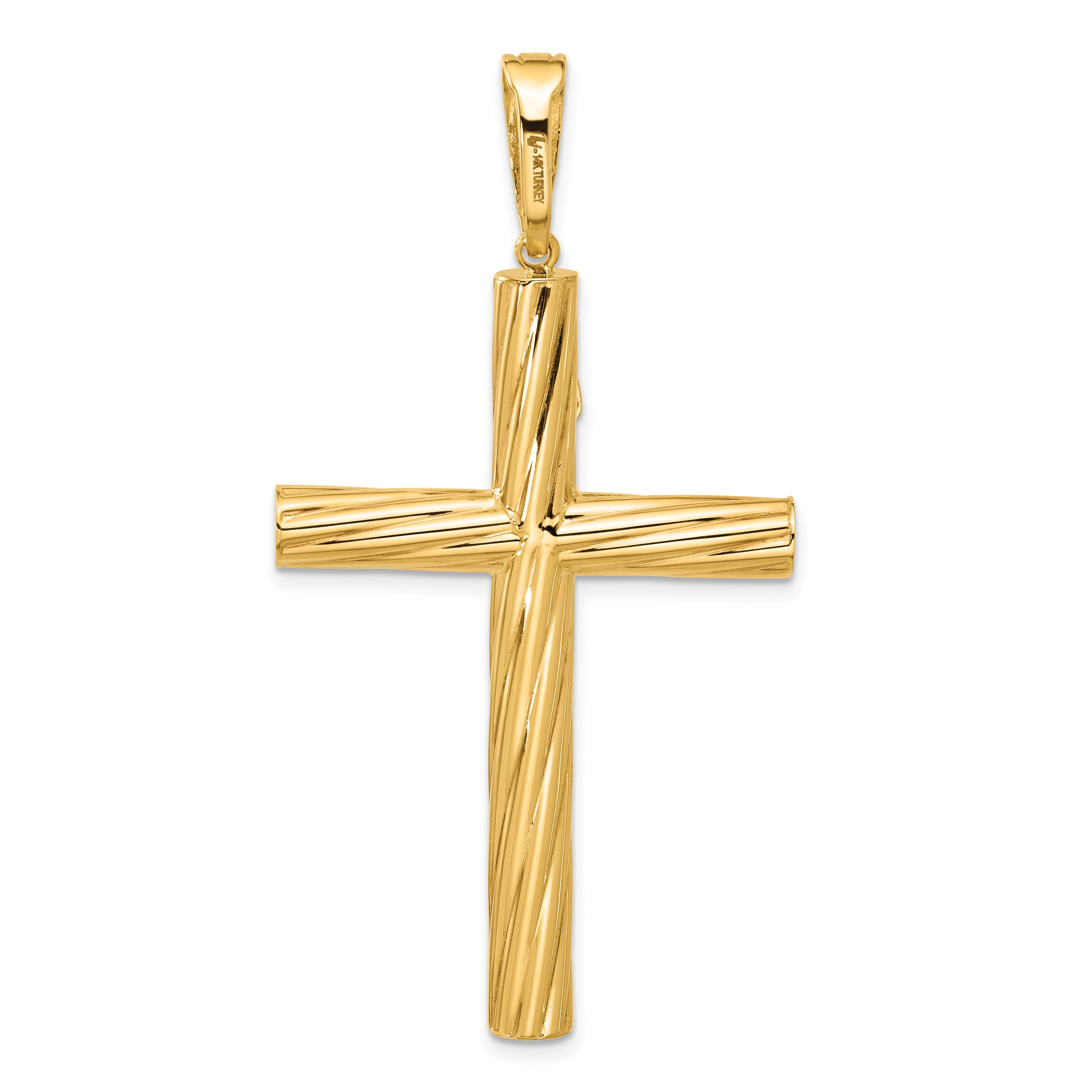14K Yellow Gold Polished Textured Crucifix Pendant