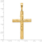 14K Yellow Gold Polished Textured Crucifix Pendant
