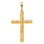 14K Yellow Gold Polished Textured Crucifix Pendant