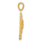 Dog Tag Jesus Pendant in 14K Yellow Gold, 26mm Textured - Sophia Jewelers