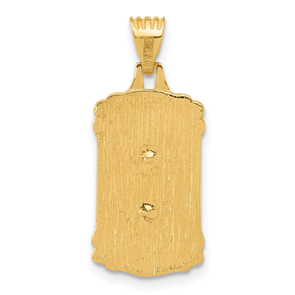 Dog Tag Jesus Pendant in 14K Yellow Gold, 26mm Textured - Sophia Jewelers