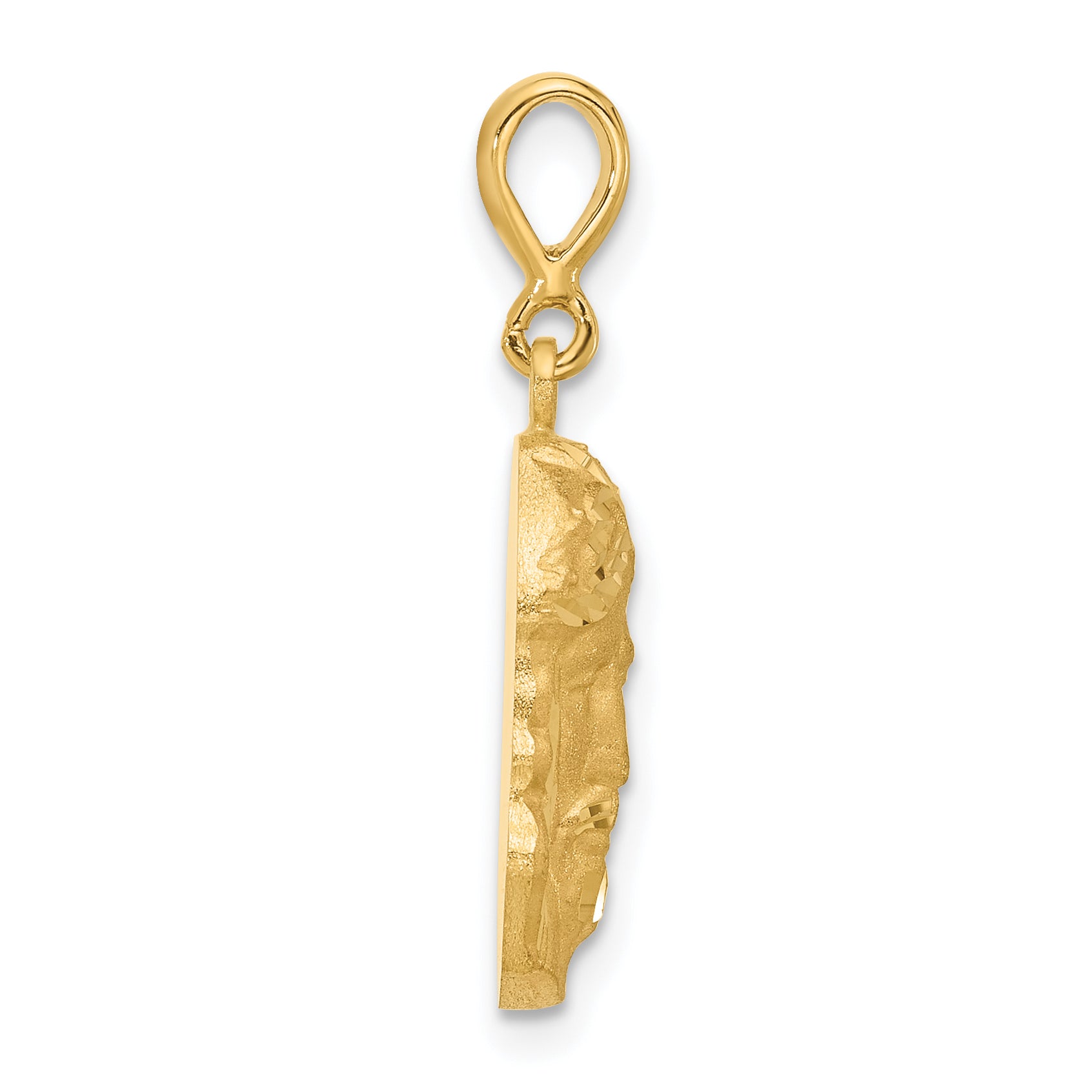 Jesus Medal Pendant in 14K Yellow Gold, 25mm Satin & Diamond-Cut Secondary image