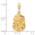 14K Satin and Diamond-cut Jesus Medal Pendant