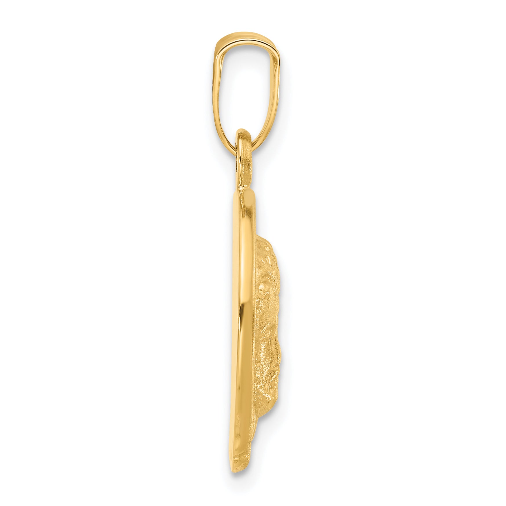 Jesus Medal Pendant in 14K Yellow Gold, 25mm Brushed Secondary image