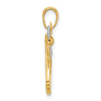 14k and White Rhodium Diamond-cut Angel Pendant