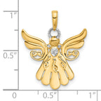14k and White Rhodium Diamond-cut Angel Pendant