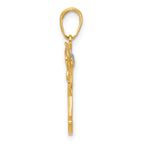 14K and White Rhodium Cut-out Diamond-cut Angel Pendant