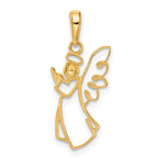 14K and White Rhodium Cut-out Diamond-cut Angel Pendant