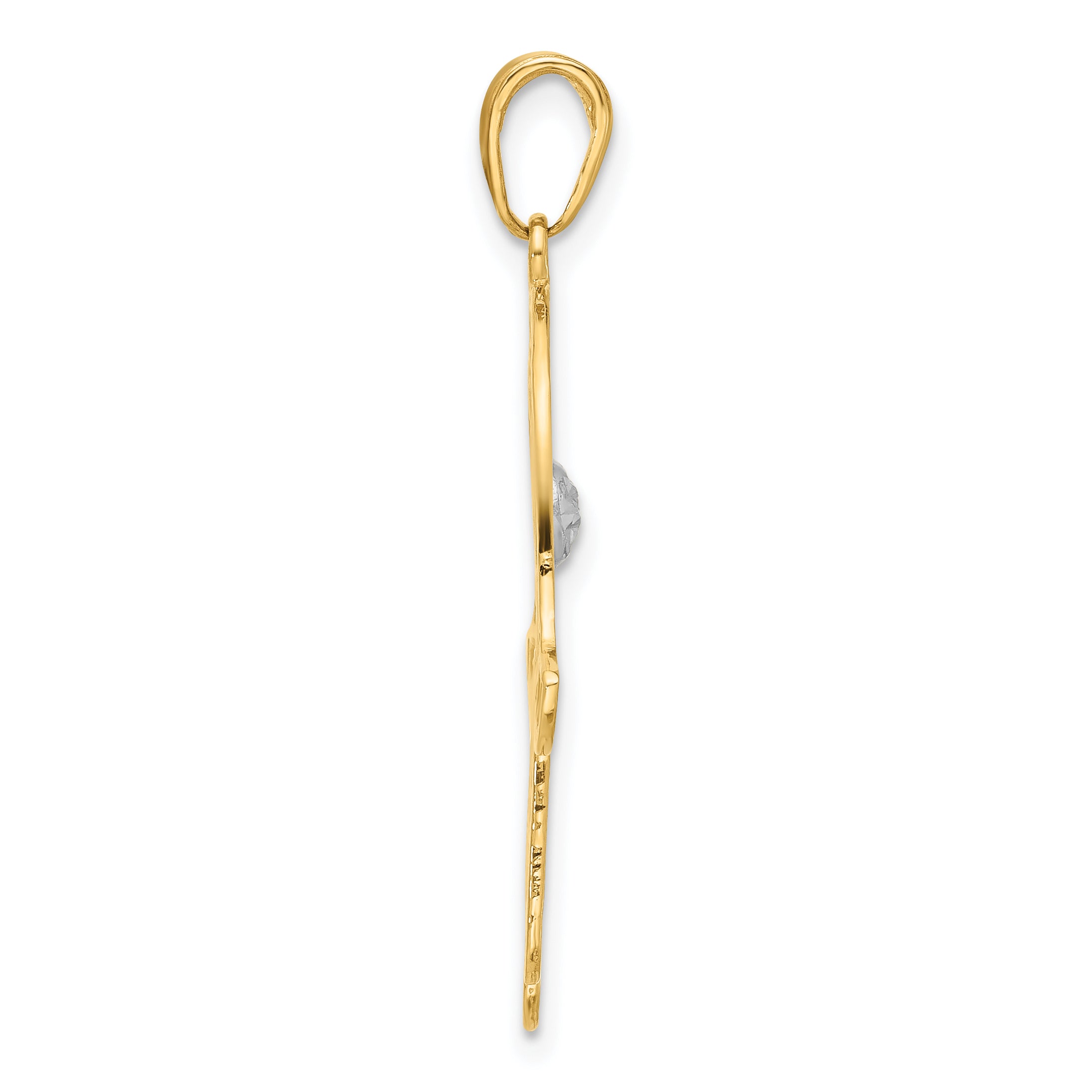 Filigree Hamsa Pendant in 14K Two-Tone Gold, 35mm Diamond-Cut Secondary image