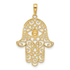 Filigree Hamsa Pendant in 14K Two-Tone Gold, 35mm Diamond-Cut - Sophia Jewelers
