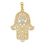 Filigree Hamsa Pendant in 14K Two-Tone Gold, 35mm Diamond-Cut - Sophia Jewelers