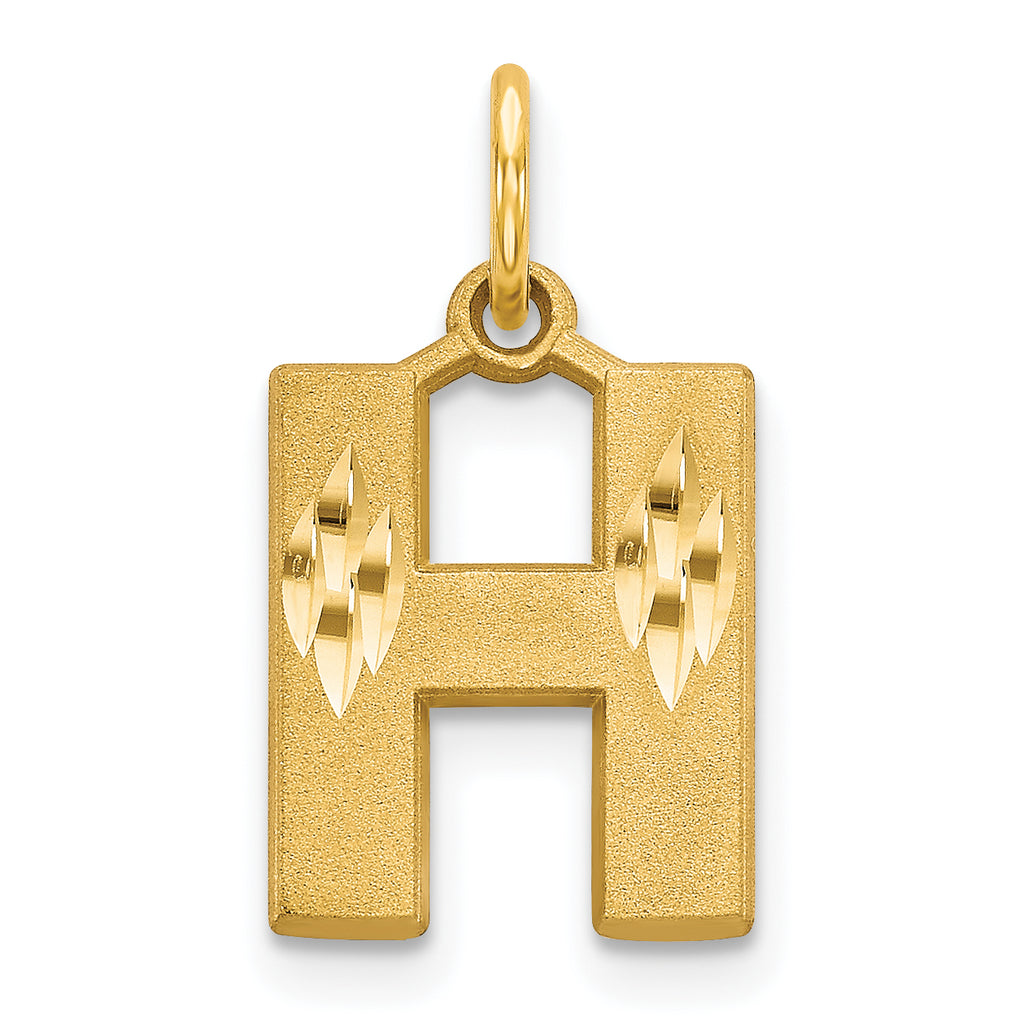 Rectangular Straight Sides Letter H Initial Charm in 14K Yellow Gold - Sophia Jewelers
