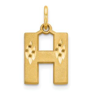 Rectangular Straight Sides Letter H Initial Charm in 14K Yellow Gold - Sophia Jewelers