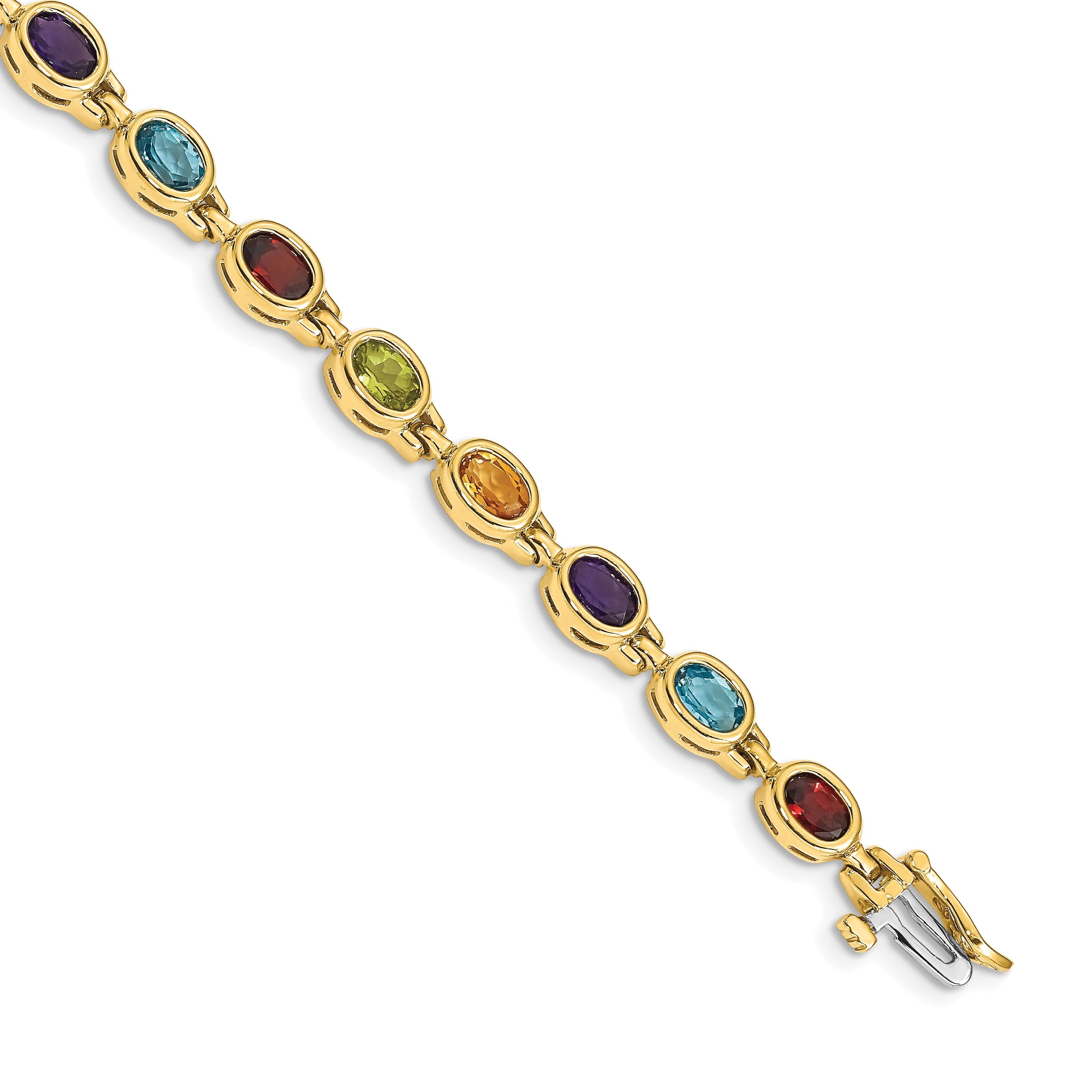 14k Oval Gemstone Rainbow Bracelet Main image