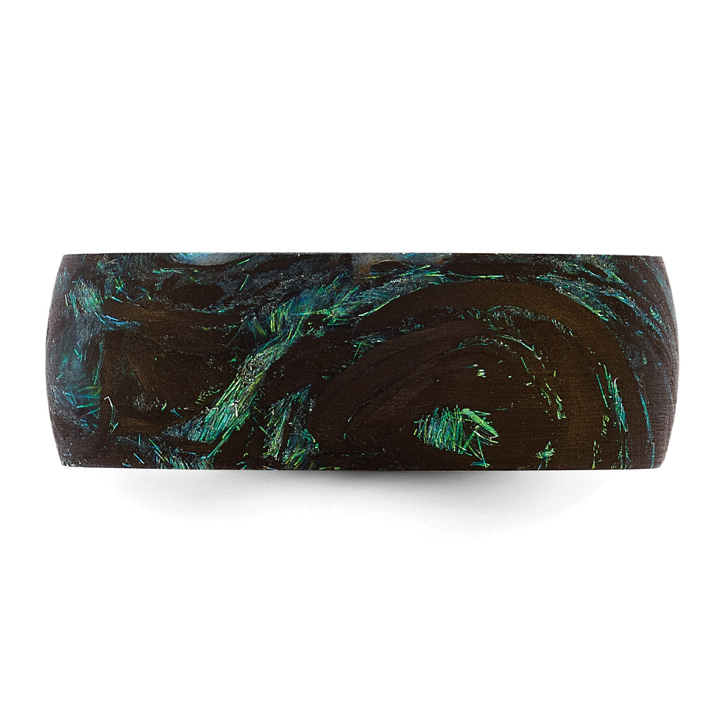 Blue and Green Iridescent Carbon Fiber Ring 8mm