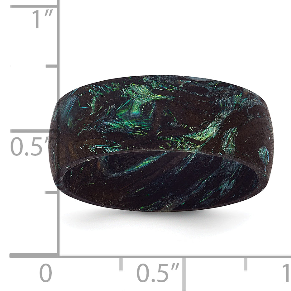Blue and Green Iridescent Carbon Fiber Ring 8mm