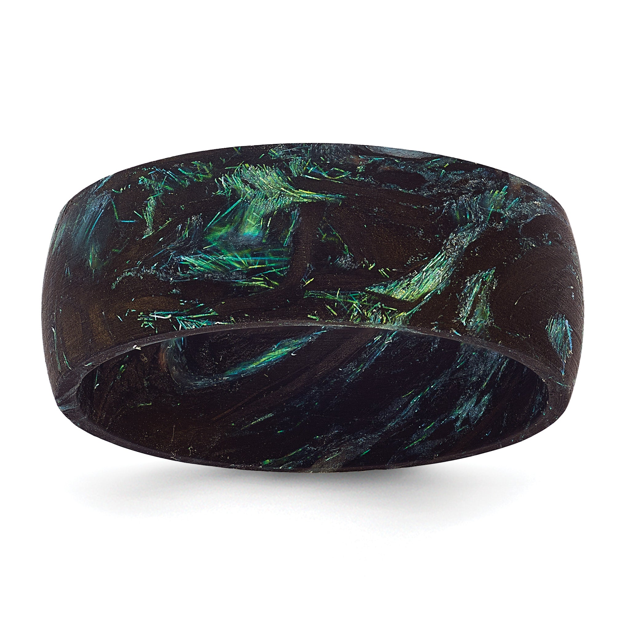 Blue and Green Iridescent Carbon Fiber Ring 8mm