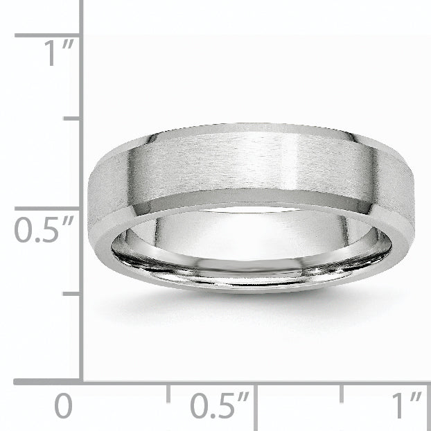 Brushed and Polished Beveled Edge Cobalt Wedding Band 6mm
