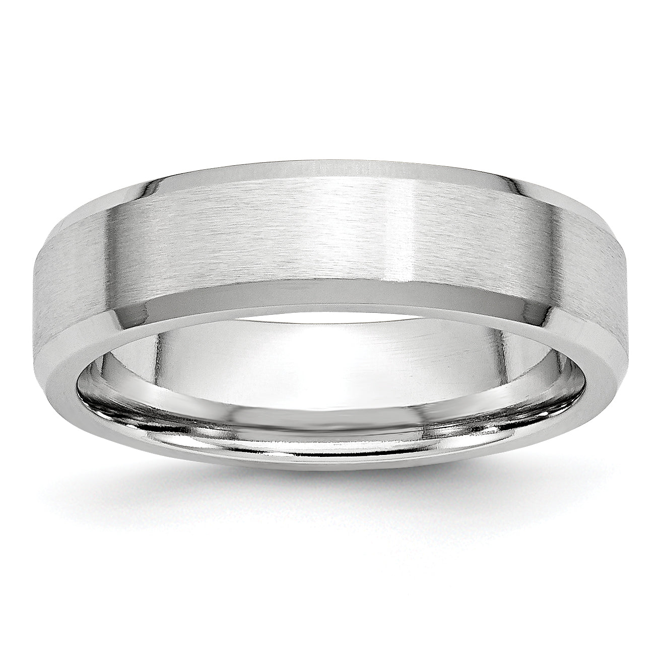 Brushed and Polished Beveled Edge Cobalt Wedding Band 6mm Main image