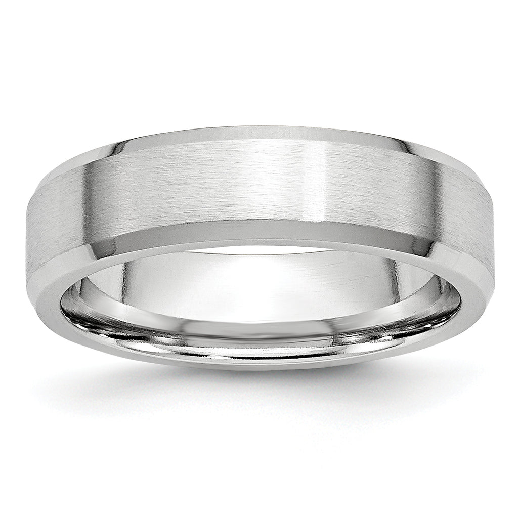 Brushed and Polished Beveled Edge Cobalt Wedding Band 6mm