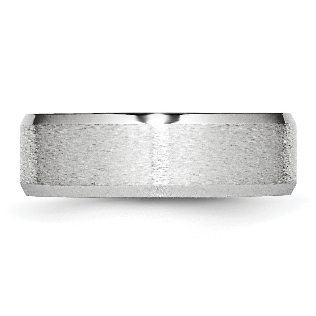 Brushed and Polished Beveled Edge Cobalt Wedding Band 7mm
