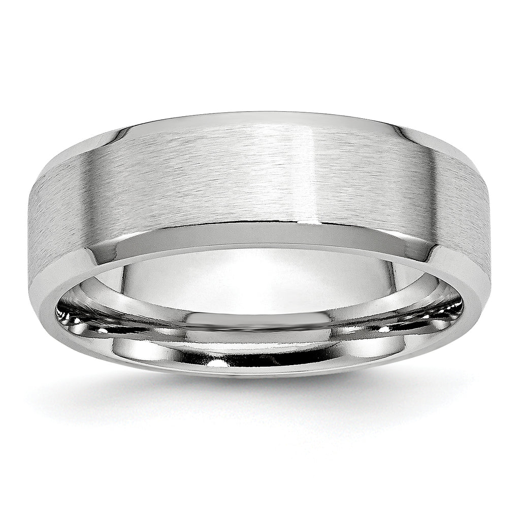 Brushed and Polished Beveled Edge Cobalt Wedding Band 7mm