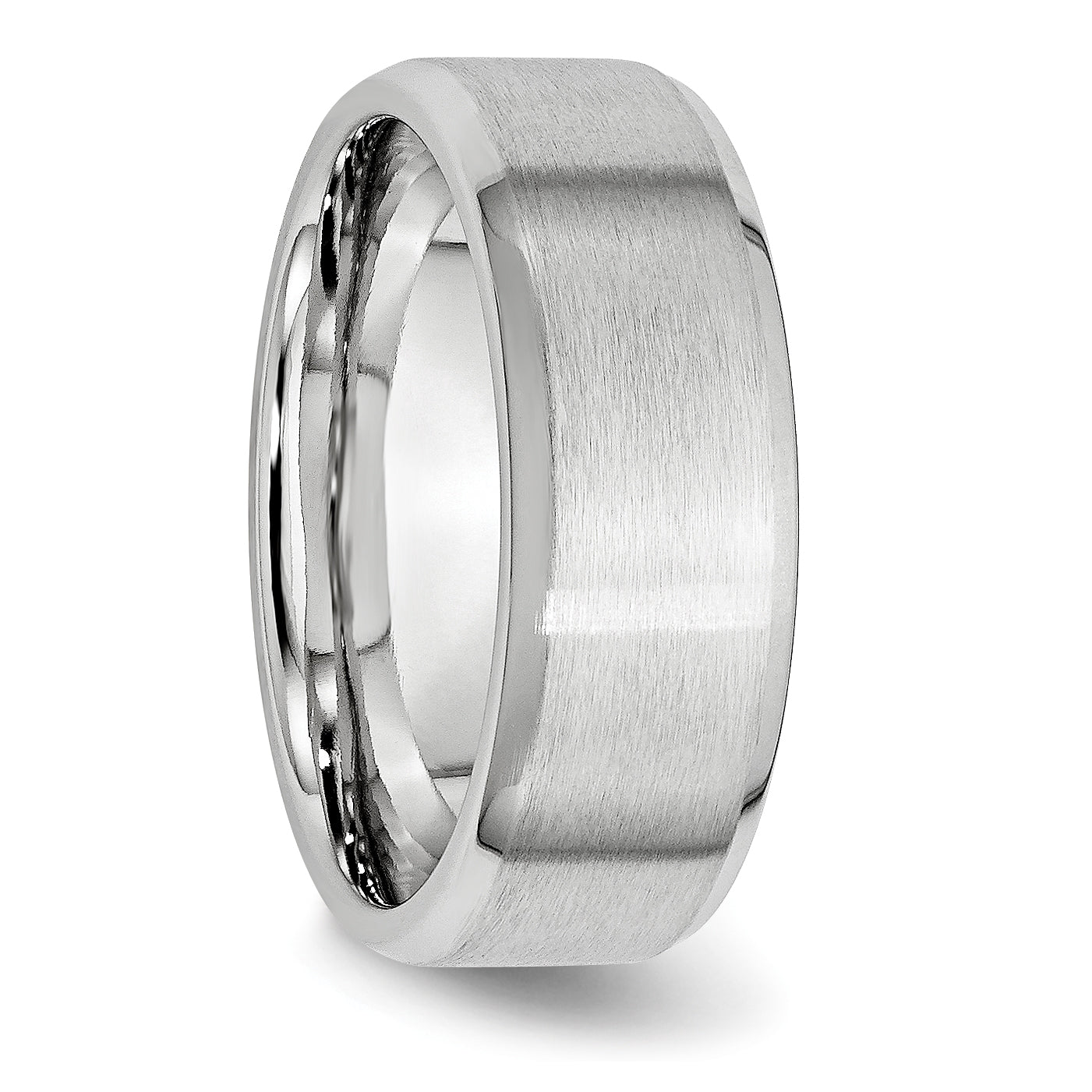 Brushed and Polished Beveled Edge Cobalt Wedding Band 8mm