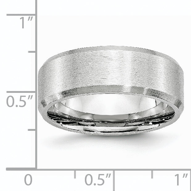Brushed Beveled Edge Cobalt Wedding Band 8mm