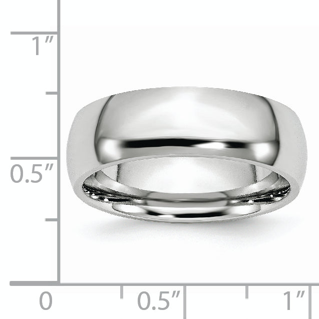 Polished Half-Round Cobalt Wedding Band 7mm
