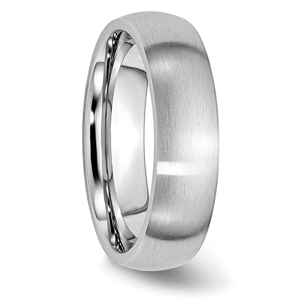 Brushed Half-Round Cobalt Wedding Band 6mm