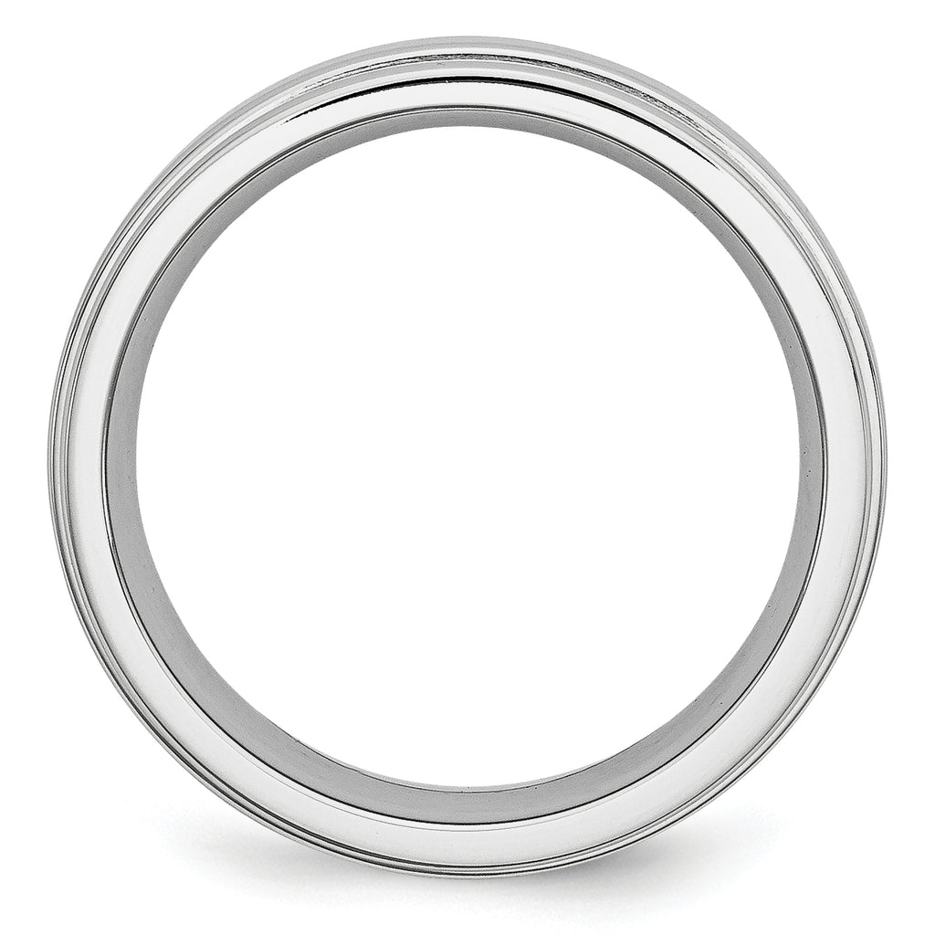 Brushed and Polished Ridged Cobalt Wedding Band 7mm