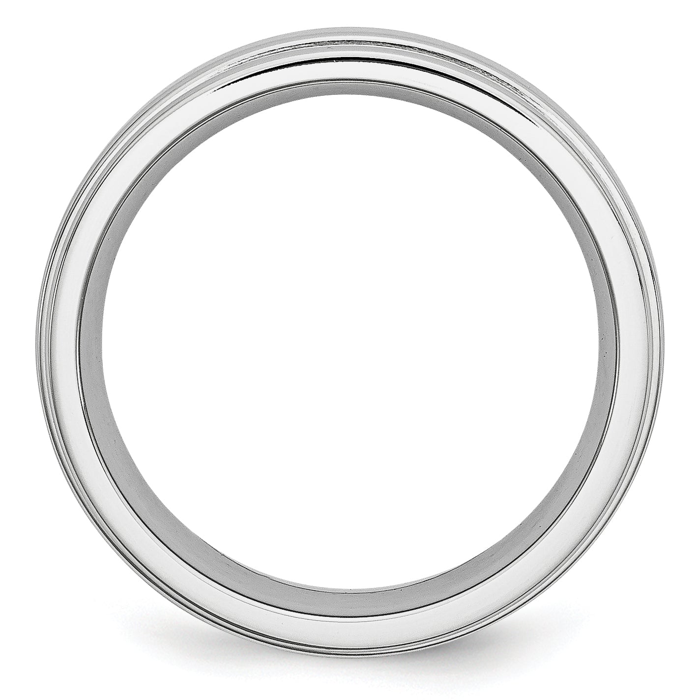 Brushed and Polished Ridged Cobalt Wedding Band 7mm
