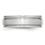 Brushed and Polished Ridged Cobalt Wedding Band 7mm