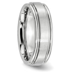 Brushed and Polished Ridged Cobalt Wedding Band 7mm