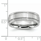 Brushed and Polished Ridged Cobalt Wedding Band 7mm