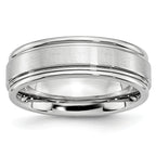 Brushed and Polished Ridged Cobalt Wedding Band 7mm