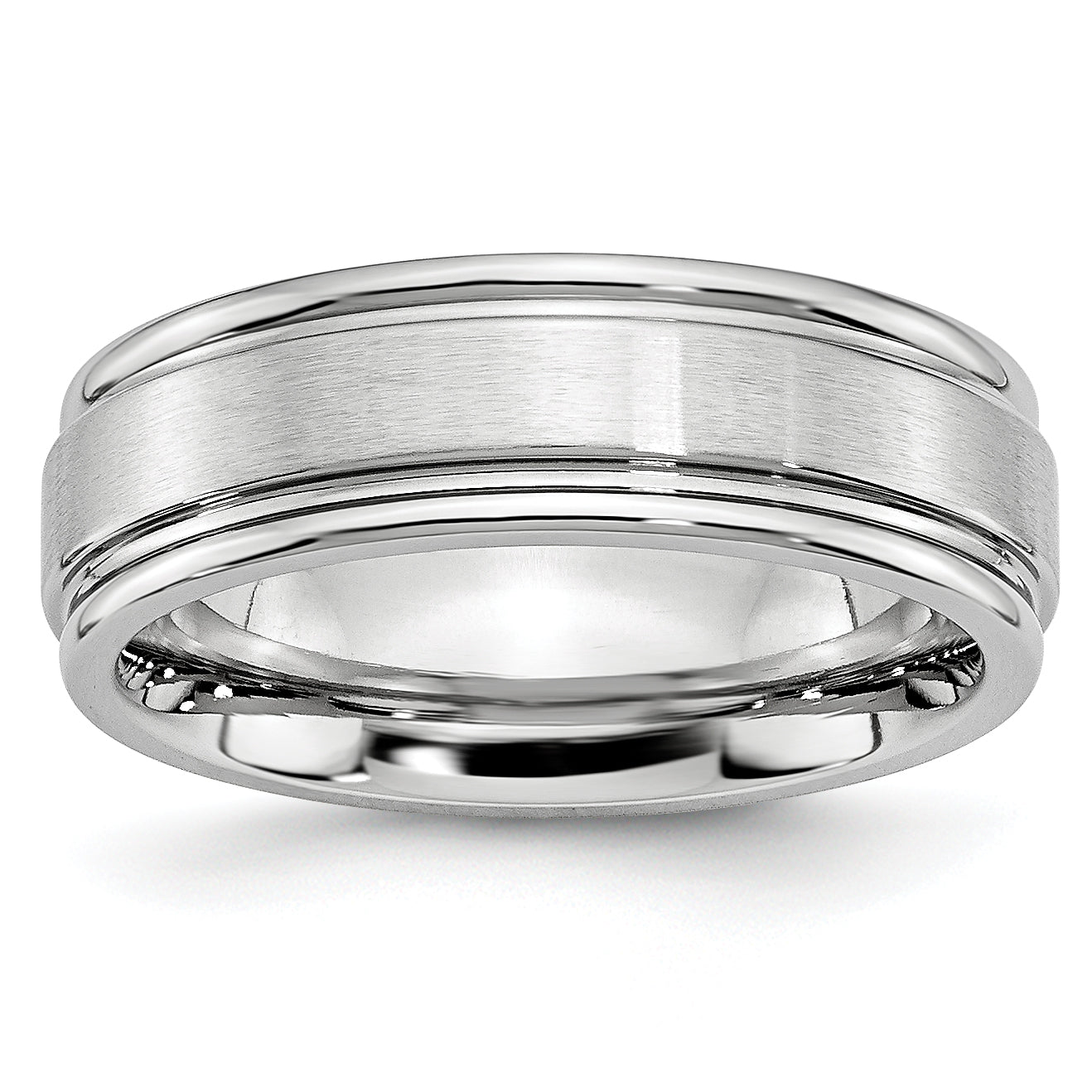 Brushed and Polished Ridged Cobalt Wedding Band 7mm