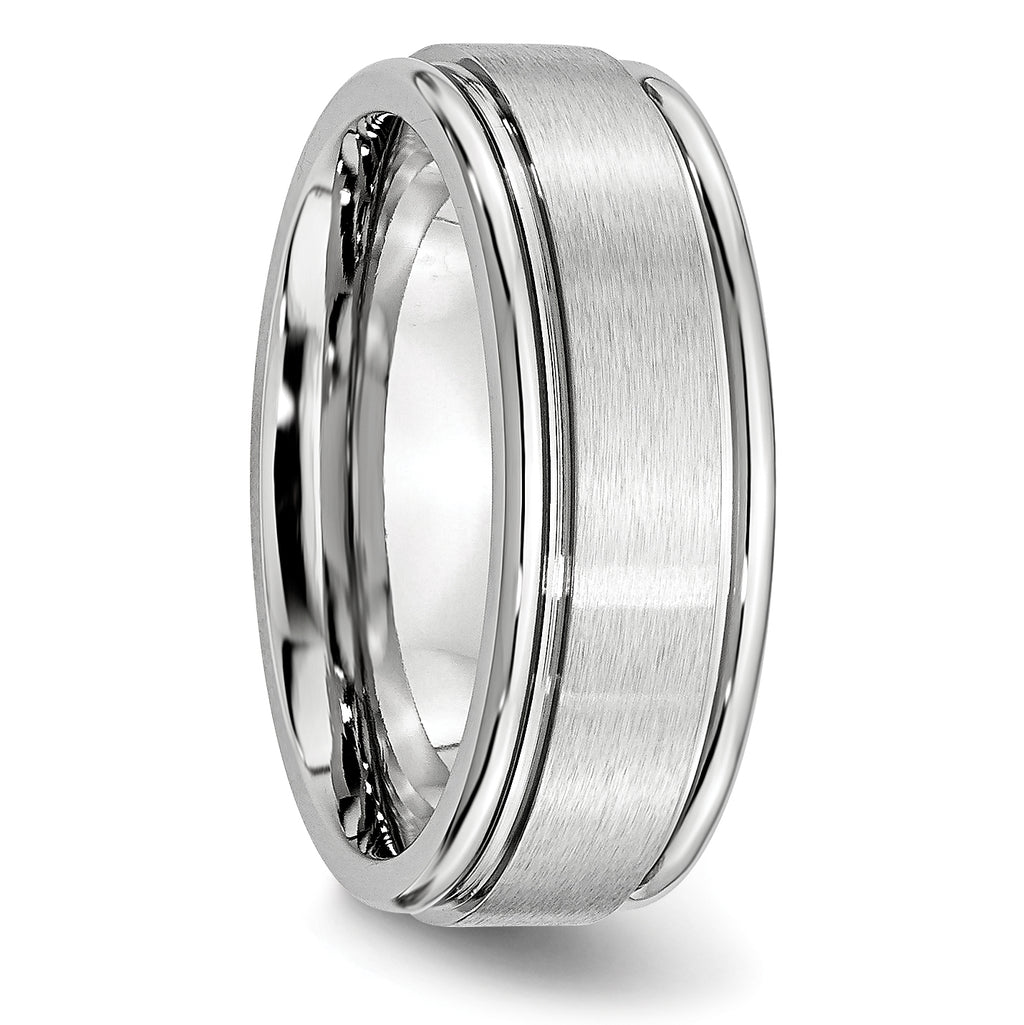 Brushed and Polished Ridged Cobalt Wedding Band 8mm