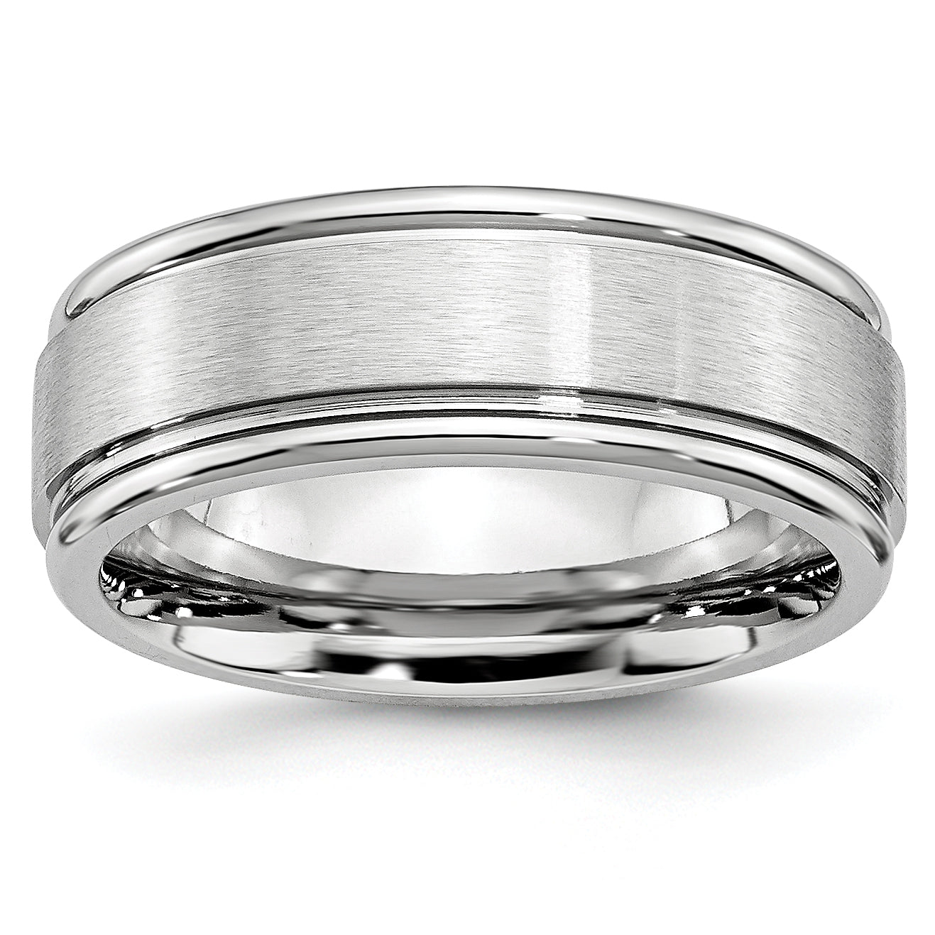 Brushed and Polished Ridged Cobalt Wedding Band 8mm Main image