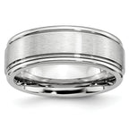 Brushed and Polished Ridged Cobalt Wedding Band 8mm