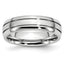 Brushed and Polished Grooved Cobalt Wedding Band 6mm