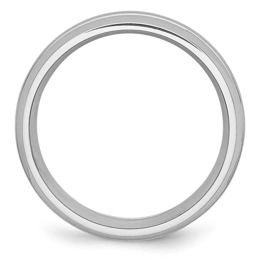 Brushed and Polished Grooved Cobalt Wedding Band 8mm