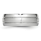 Brushed and Polished Grooved Cobalt Wedding Band 8mm