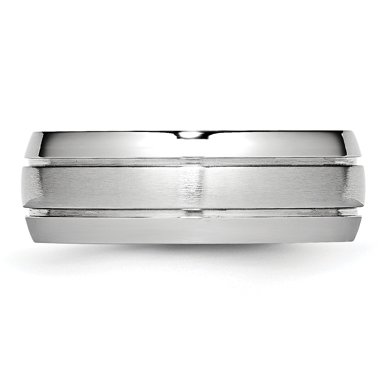 Brushed and Polished Grooved Cobalt Wedding Band 8mm
