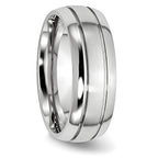 Brushed and Polished Grooved Cobalt Wedding Band 8mm