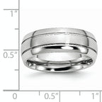 Brushed and Polished Grooved Cobalt Wedding Band 8mm