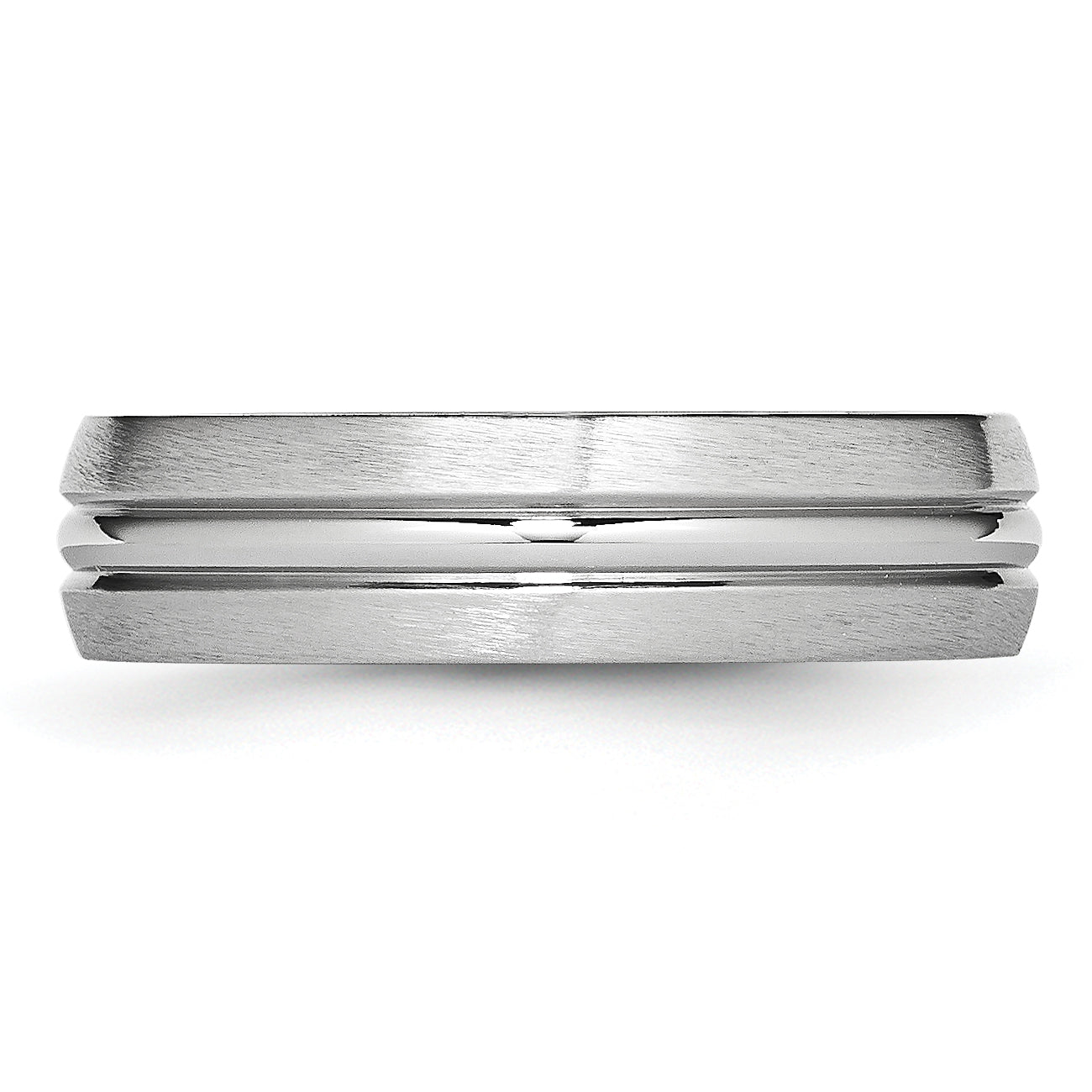 Brushed and Polished Grooved Cobalt Wedding Band 6mm sizes 7 through 13 in full and half