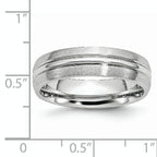 Brushed and Polished Grooved Cobalt Wedding Band 6mm sizes 7 through 13 in full and half