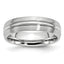 Brushed and Polished Grooved Cobalt Wedding Band 6mm sizes 7 through 13 in full and half